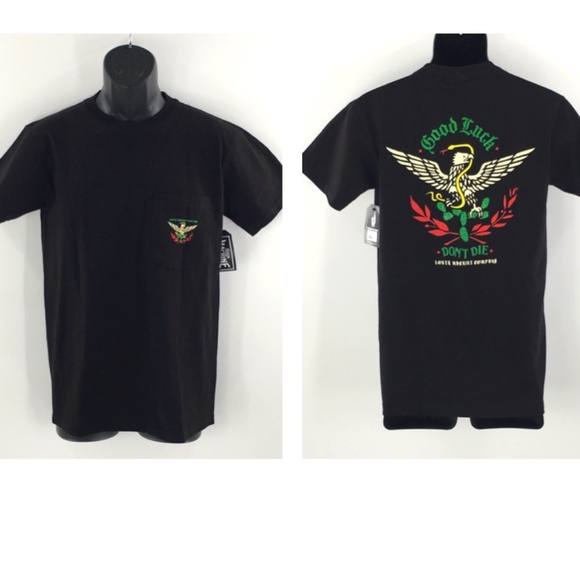 Loser Machine Company Mens T Shirt Black Pocket Tee Clash Eagle Snake Sz S - Picture 1 of 11